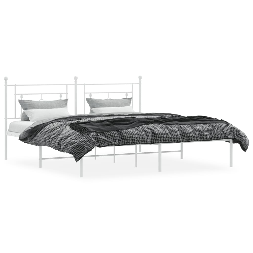 Metal Bed Frame without Mattress with Headboard White 180x200cm