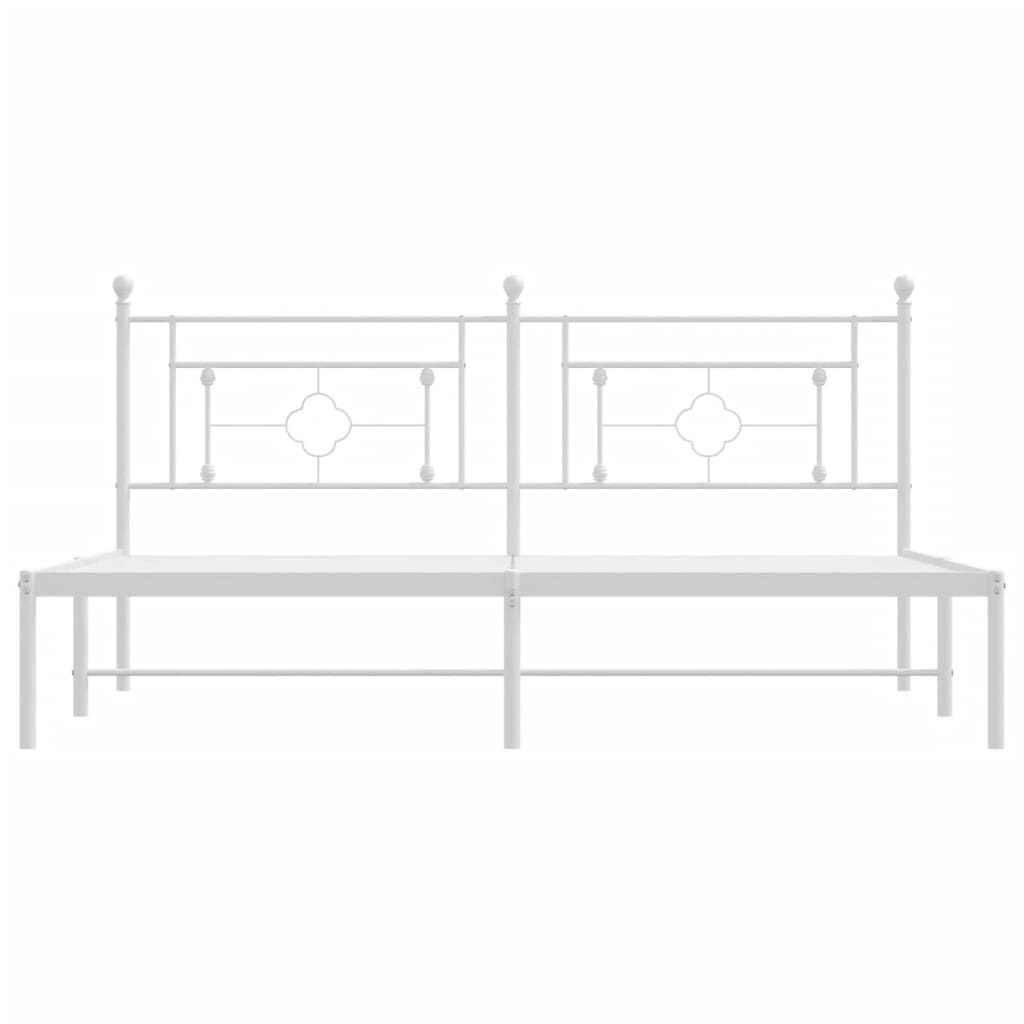 Metal Bed Frame without Mattress with Headboard White 180x200cm