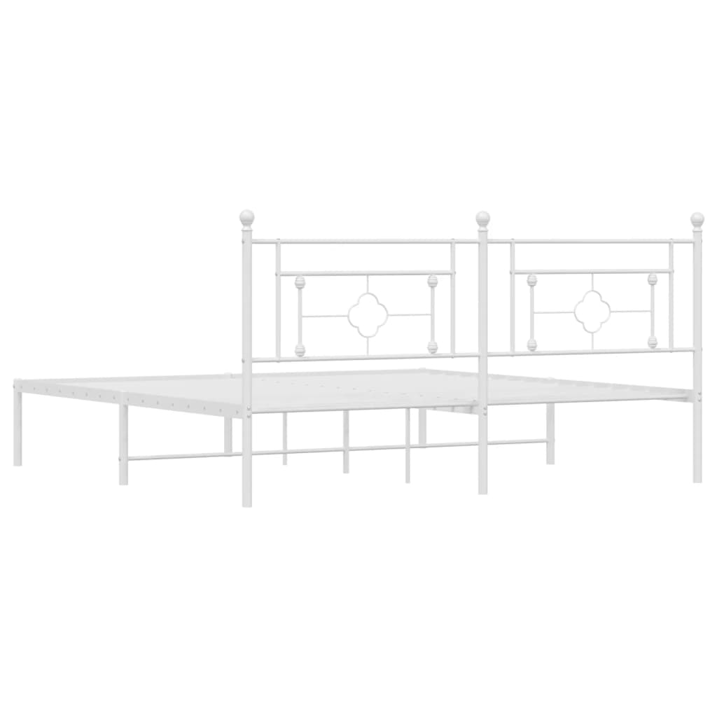 Metal Bed Frame without Mattress with Headboard White 180x200cm