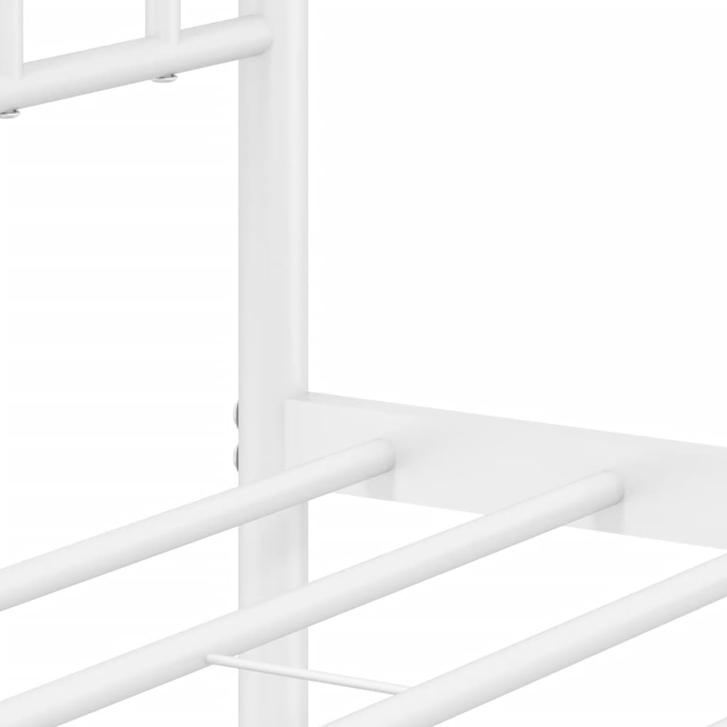 Metal Bed Frame without Mattress with Headboard White 180x200cm