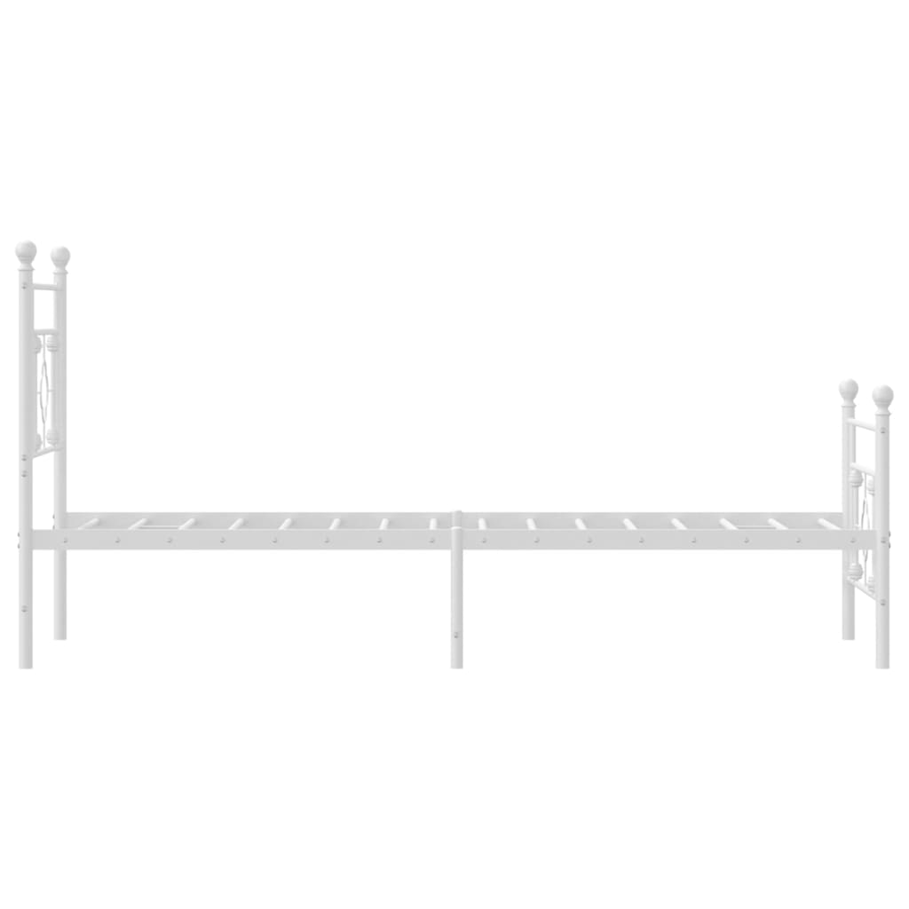 Metal Bed Frame without Mattress with Footboard White 80x200cm