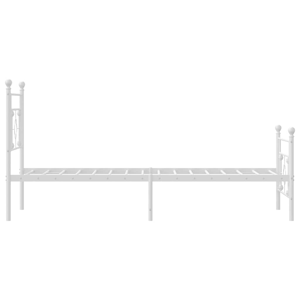 Metal Bed Frame without Mattress with Footboard White 100x200cm