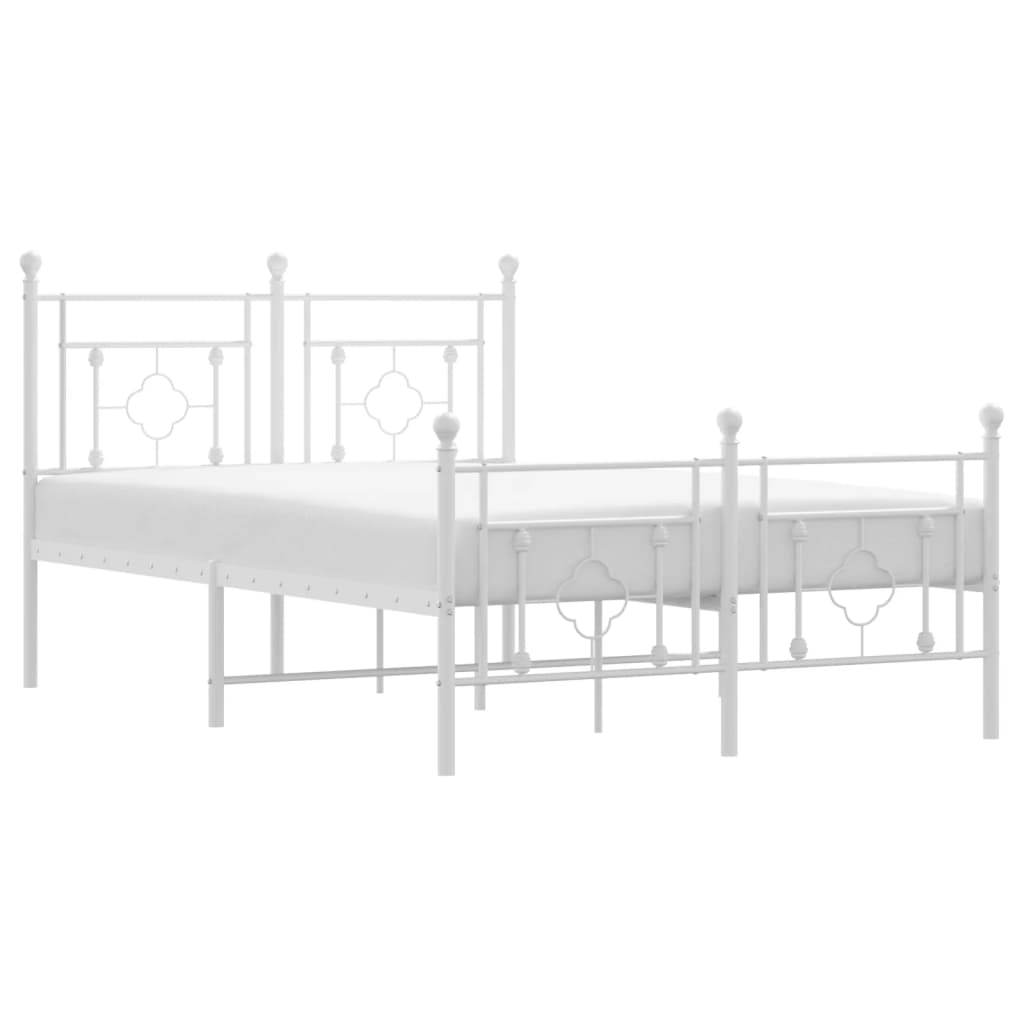 Metal Bed Frame without Mattress with Footboard White 120x200cm