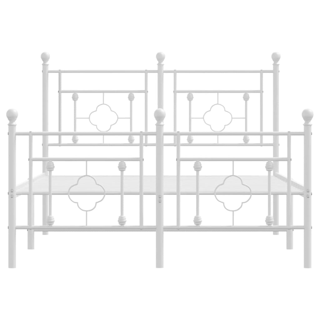 Metal Bed Frame without Mattress with Footboard White 120x200cm