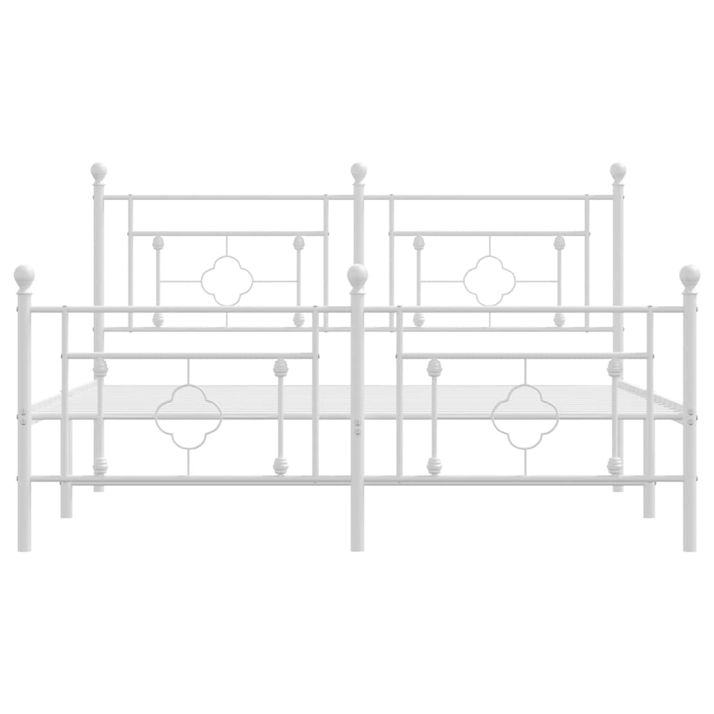Metal Bed Frame without Mattress with Footboard White 150x200cm