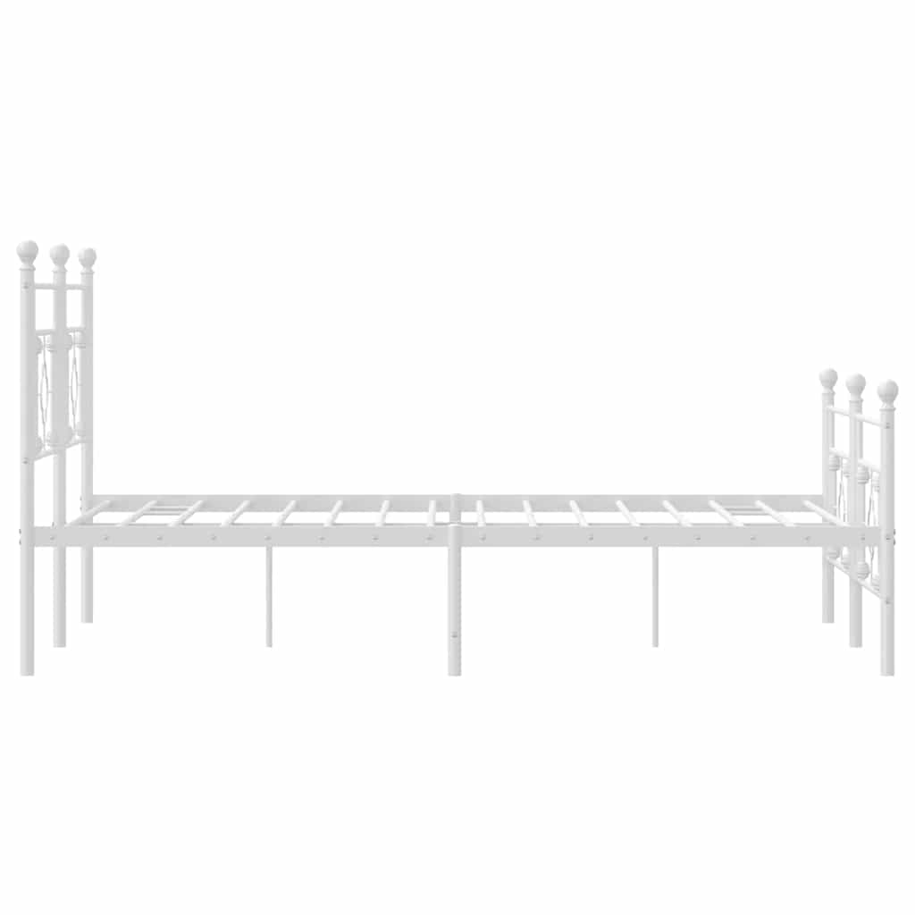 Metal Bed Frame without Mattress with Footboard White 150x200cm