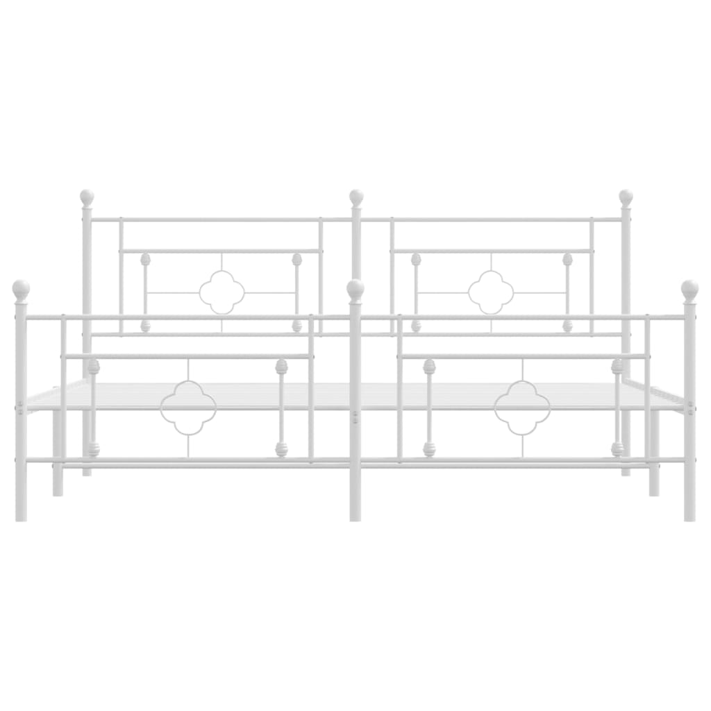 Metal Bed Frame without Mattress with Footboard White 180x200cm