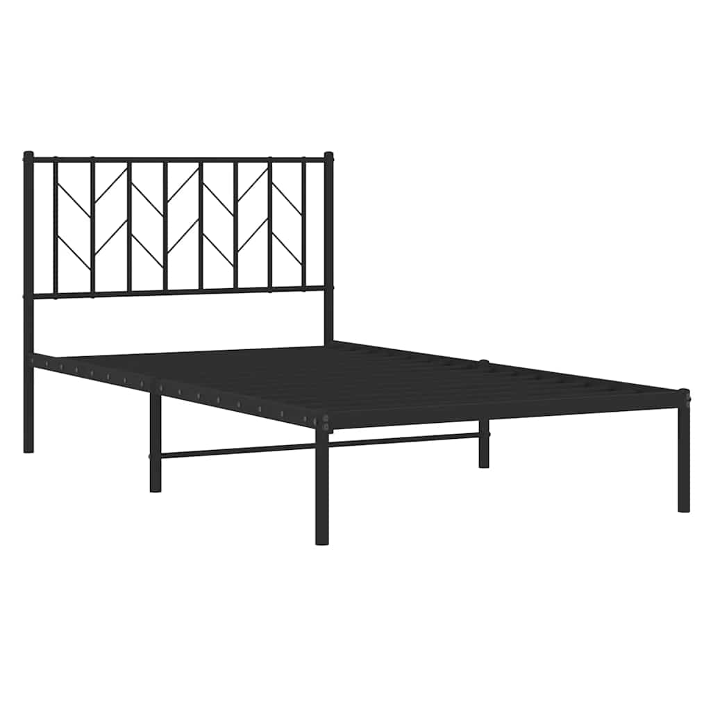 Metal Bed Frame without Mattress with Headboard Black 100x200cm