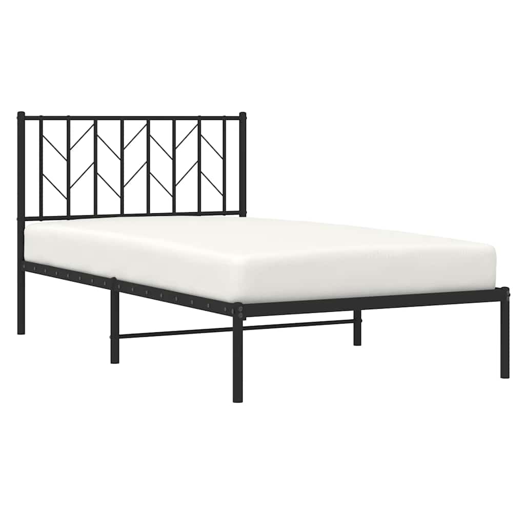 Metal Bed Frame without Mattress with Headboard Black 100x200cm