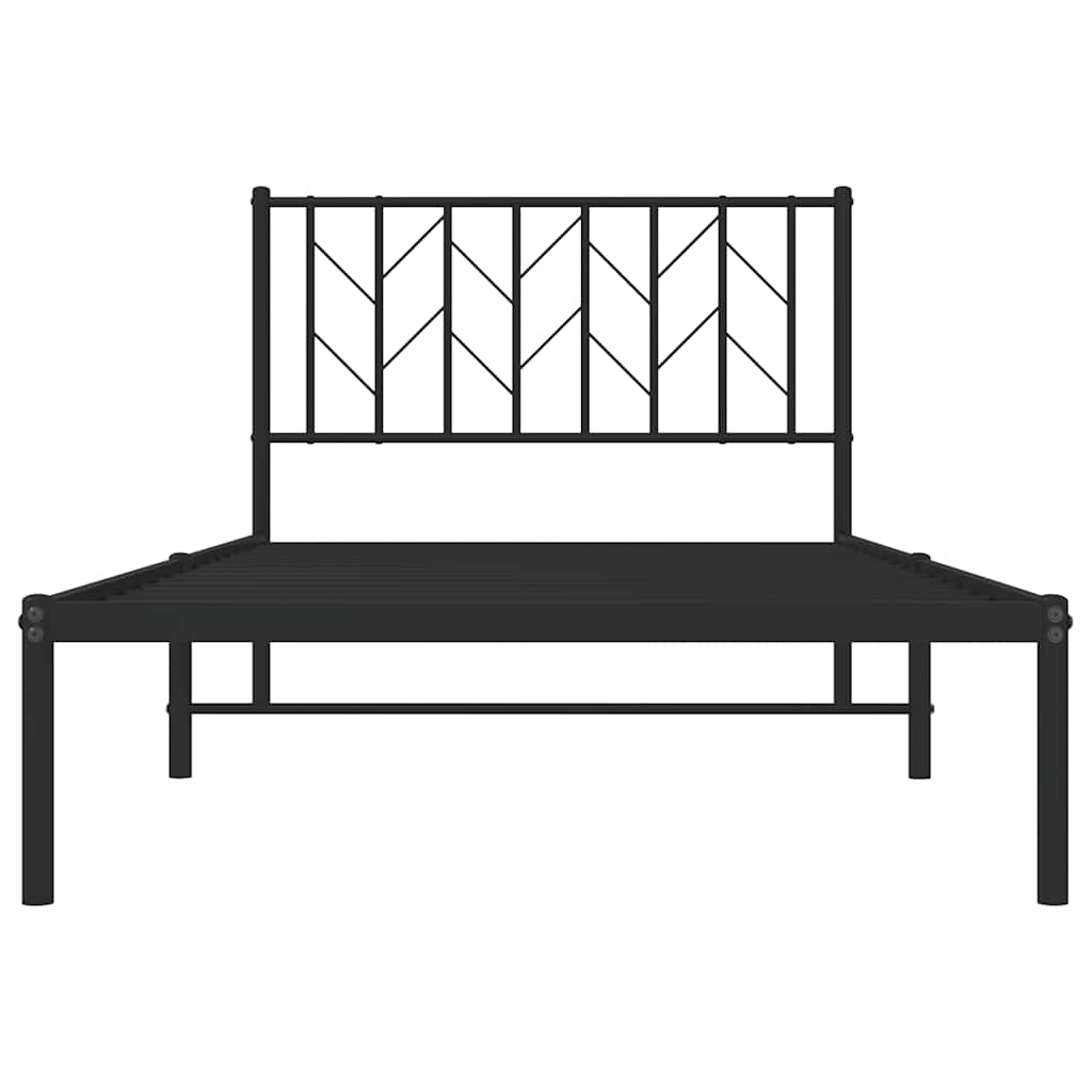 Metal Bed Frame without Mattress with Headboard Black 100x200cm
