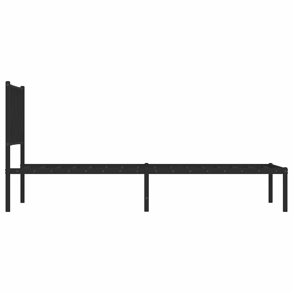 Metal Bed Frame without Mattress with Headboard Black 100x200cm