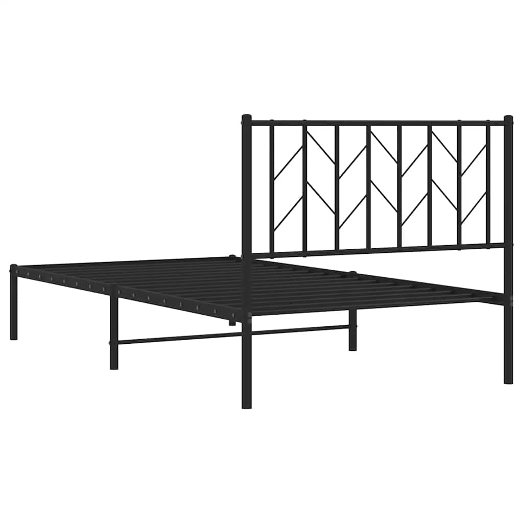 Metal Bed Frame without Mattress with Headboard Black 100x200cm
