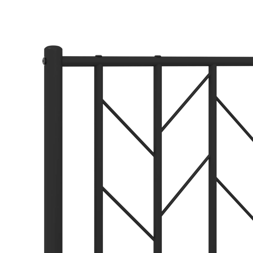Metal Bed Frame without Mattress with Headboard Black 140x190cm