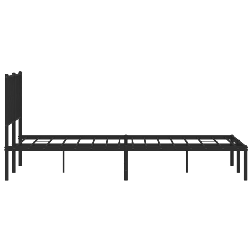 Metal Bed Frame without Mattress with Headboard Black 160x200cm