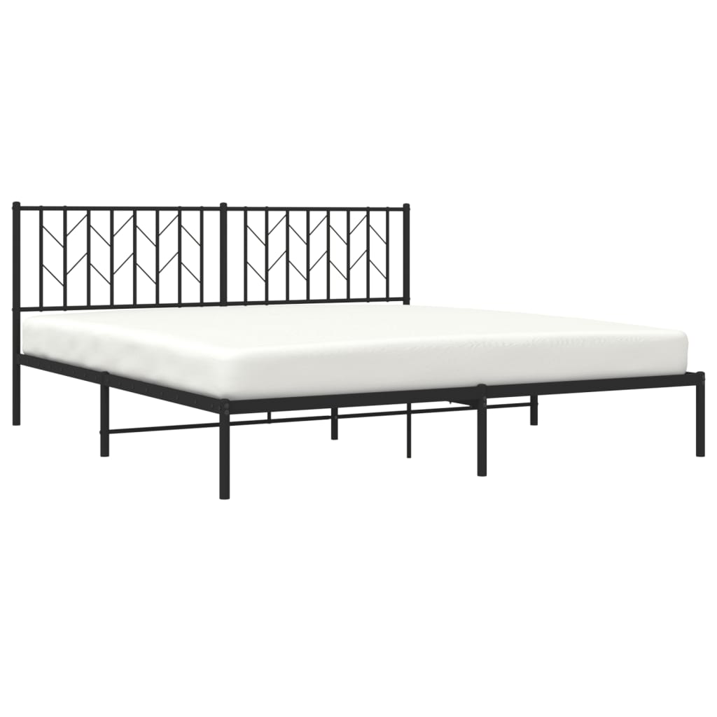 Metal Bed Frame without Mattress with Headboard Black 180x200cm