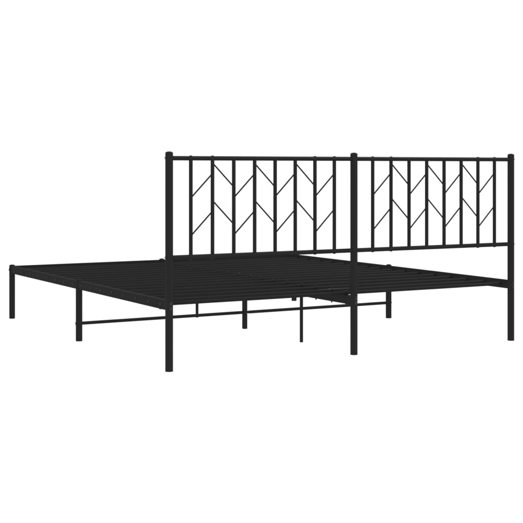 Metal Bed Frame without Mattress with Headboard Black 180x200cm
