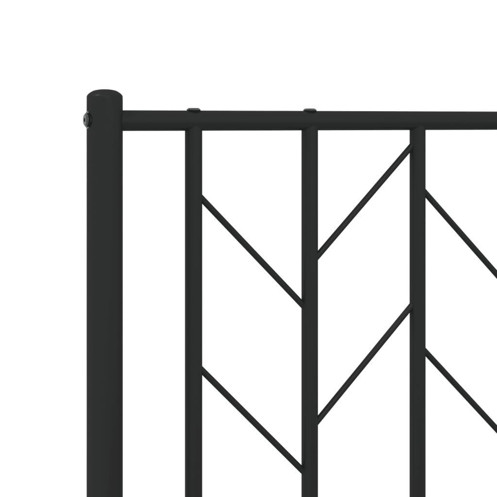 Metal Bed Frame without Mattress with Headboard Black 180x200cm