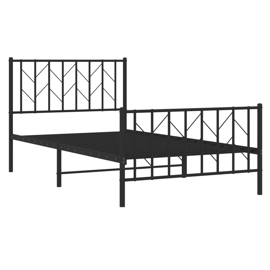 Metal Bed Frame without Mattress with Footboard Black 100x190cm