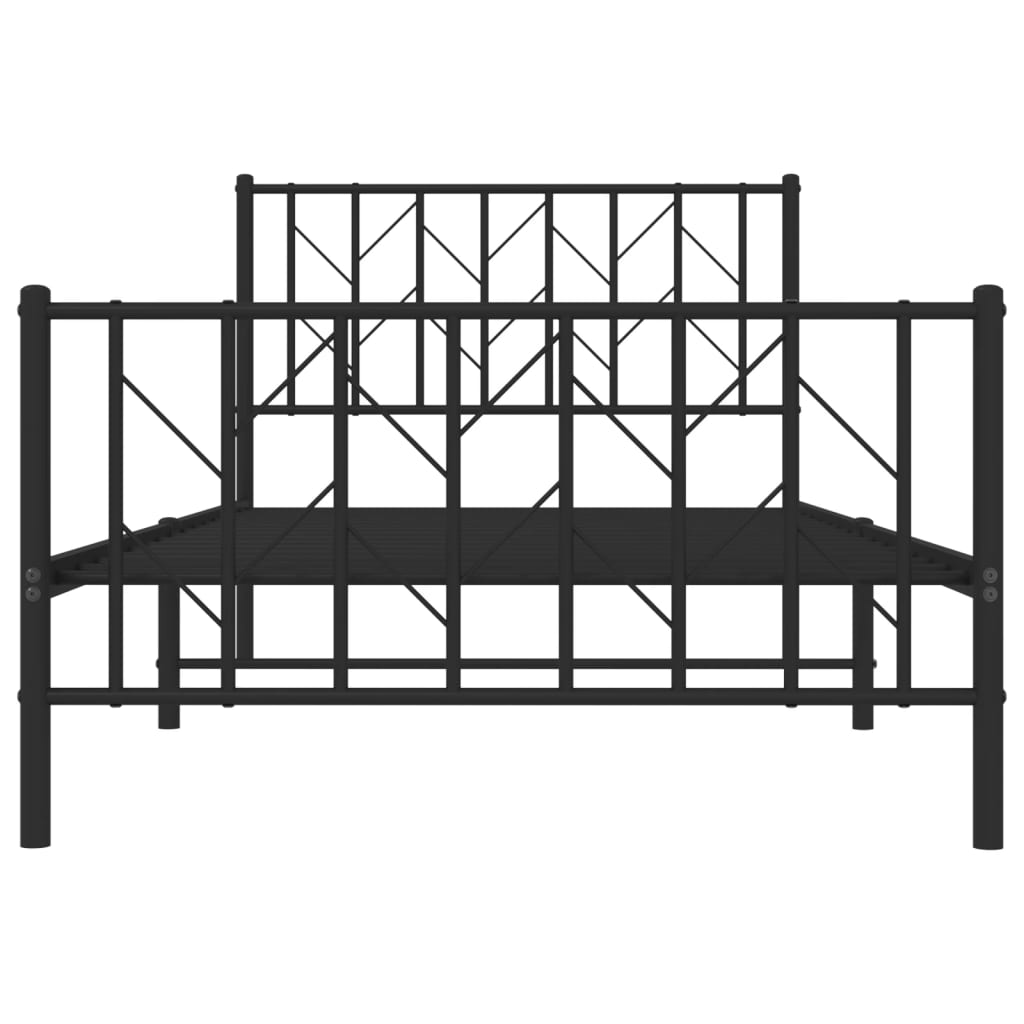 Metal Bed Frame without Mattress with Footboard Black 100x190cm