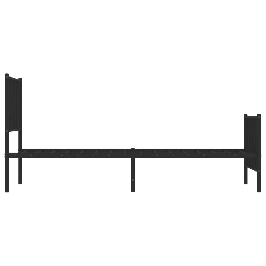 Metal Bed Frame without Mattress with Footboard Black 100x190cm