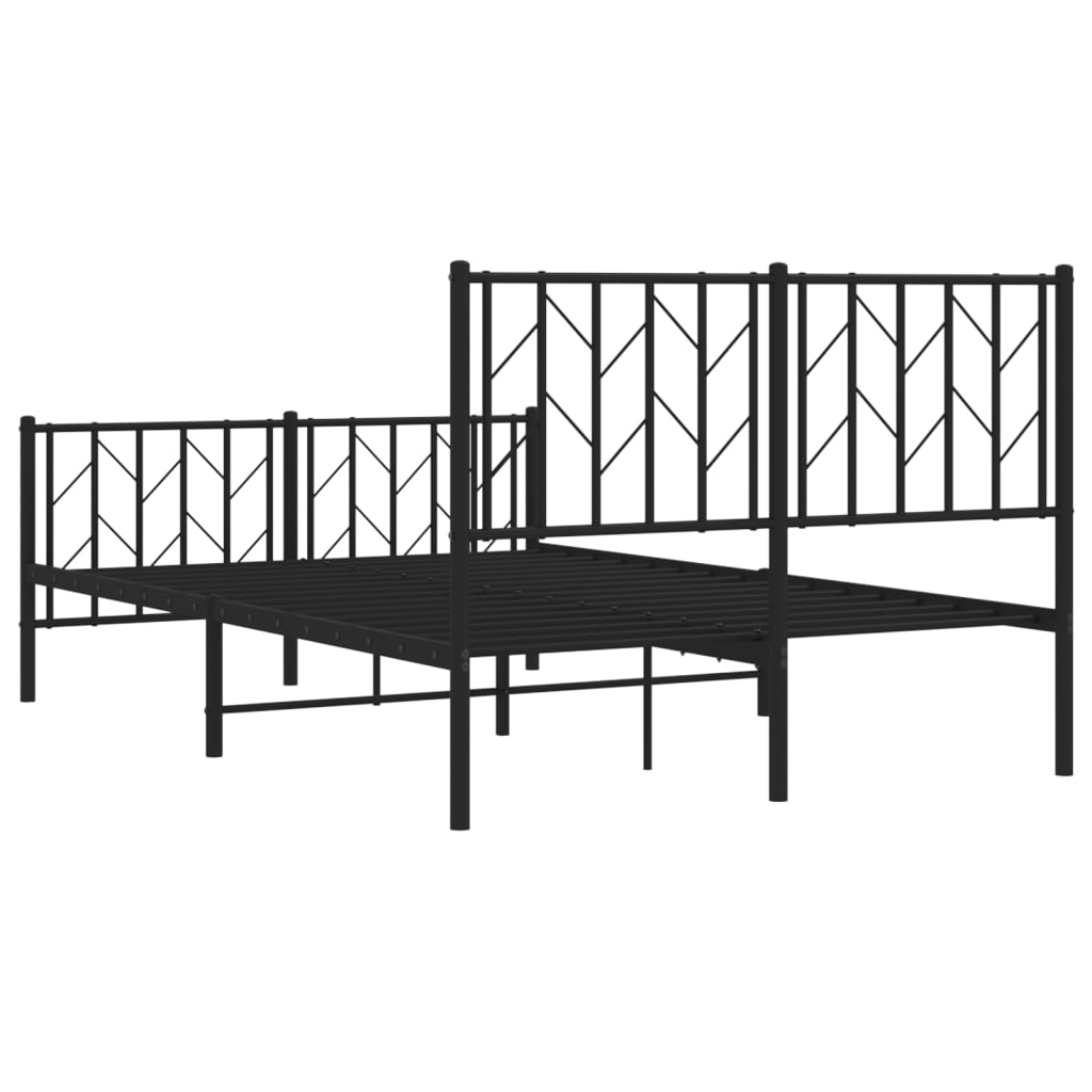 Metal Bed Frame without Mattress with Footboard Black 120x190cm