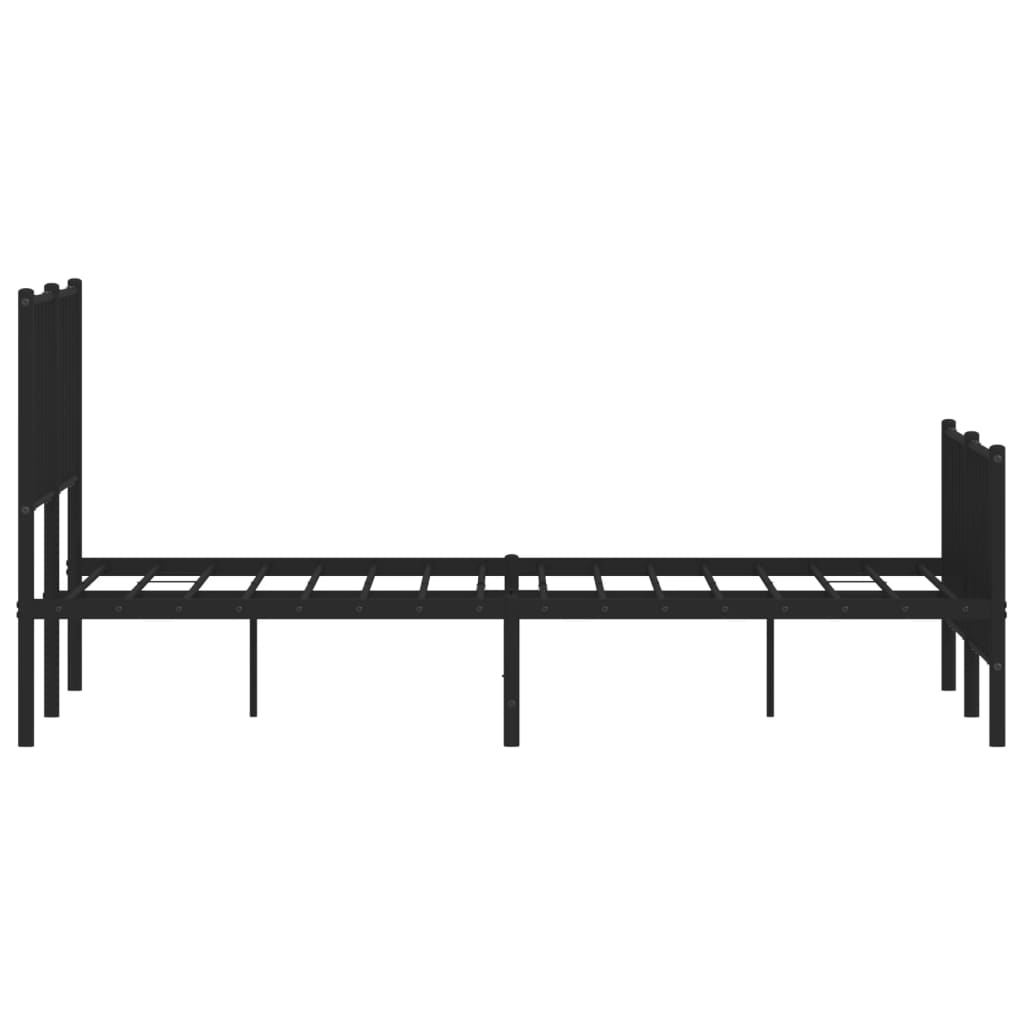 Metal Bed Frame without Mattress with Footboard Black 140x200cm