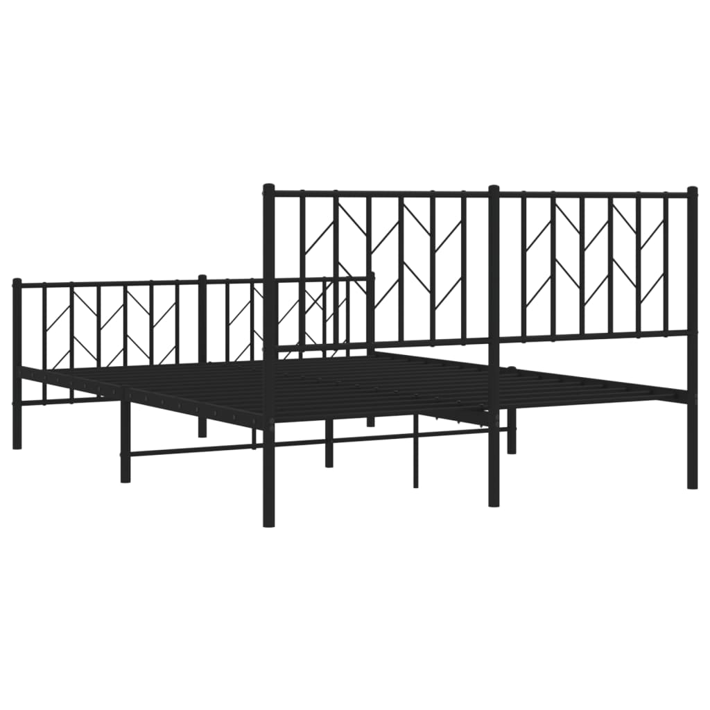 Metal Bed Frame without Mattress with Footboard Black 140x200cm