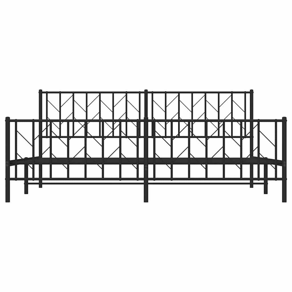 Metal Bed Frame without Mattress with Footboard Black 193x203cm