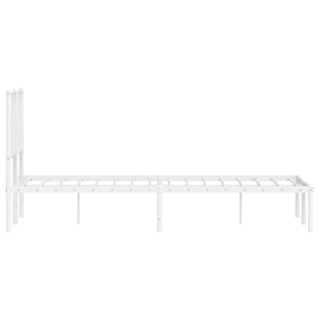 Metal Bed Frame without Mattress with Headboard White 120x200cm