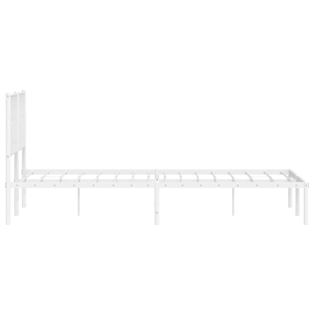 Metal Bed Frame without Mattress with Headboard White 150x200cm