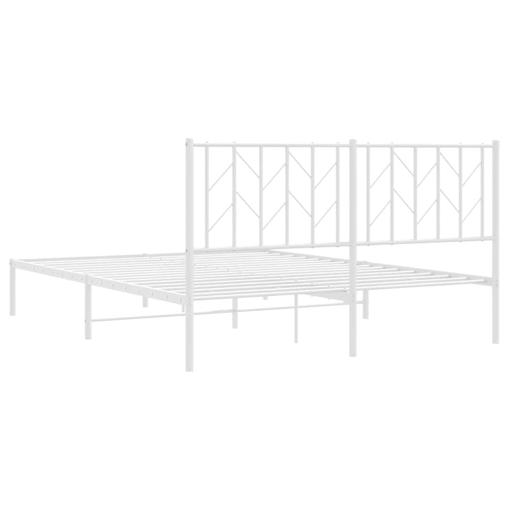 Metal Bed Frame without Mattress with Headboard White 150x200cm