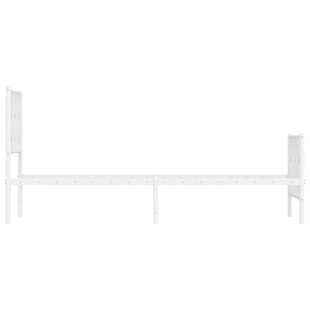 Metal Bed Frame without Mattress with Footboard White 75x190cm