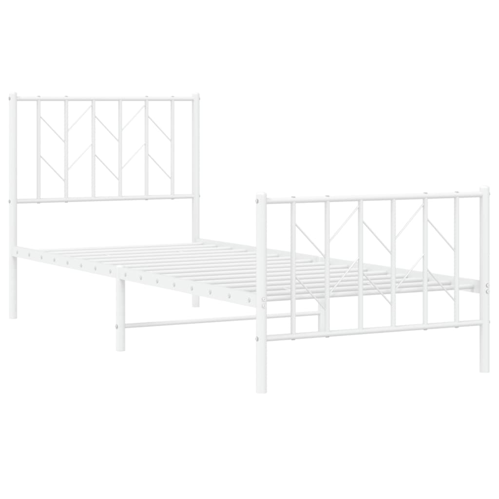 Metal Bed Frame without Mattress with Footboard White 80x200cm