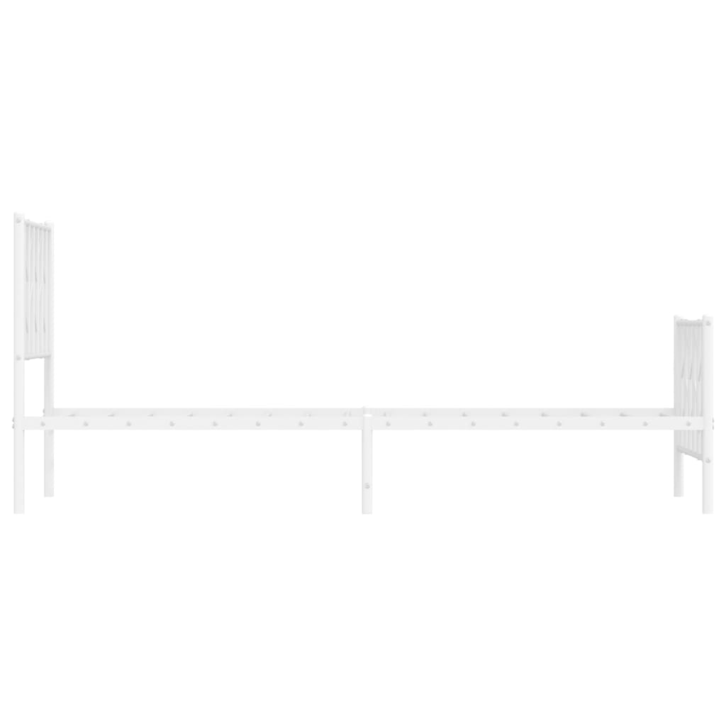 Metal Bed Frame without Mattress with Footboard White 80x200cm