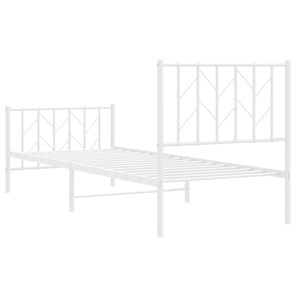 Metal Bed Frame without Mattress with Footboard White 80x200cm