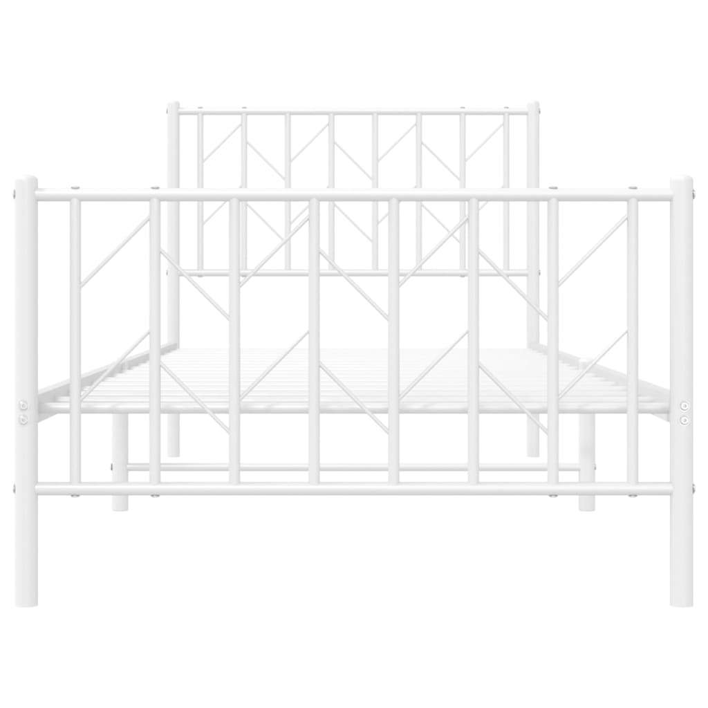 Metal Bed Frame without Mattress with Footboard White 90x200cm