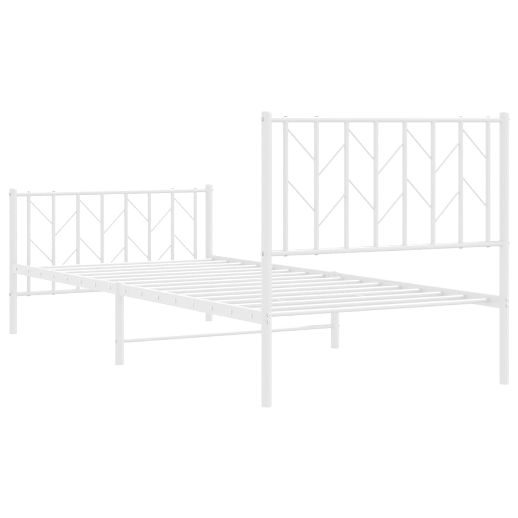 Metal Bed Frame without Mattress with Footboard White 90x200cm