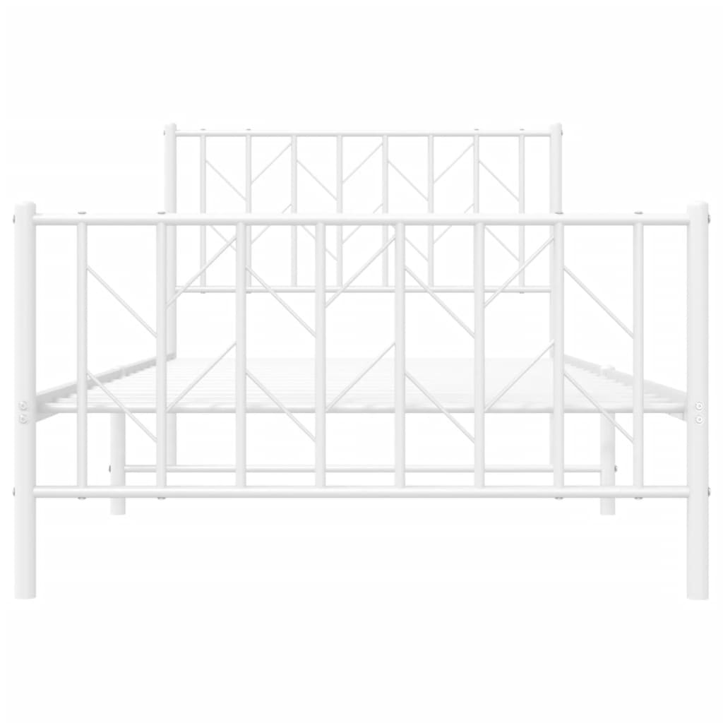 Metal Bed Frame without Mattress with Footboard White 100x190cm