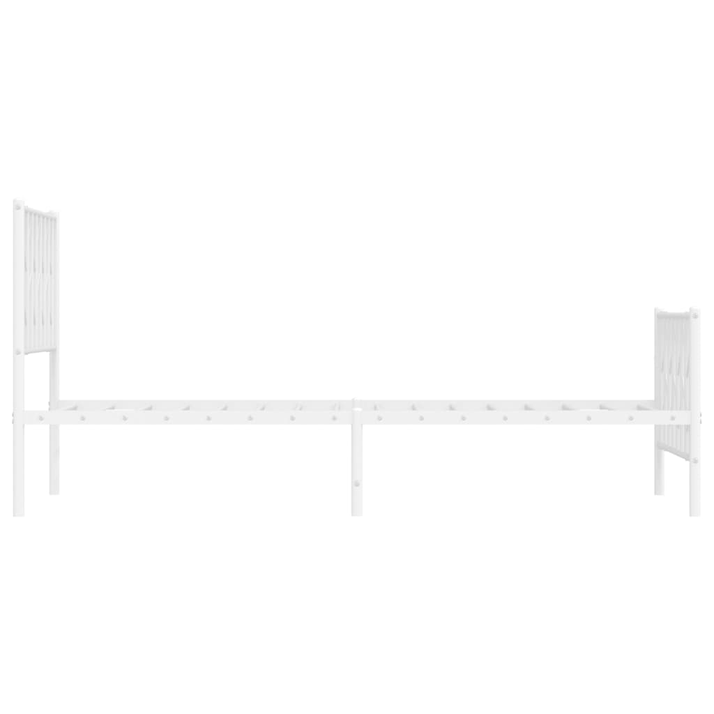Metal Bed Frame without Mattress with Footboard White 100x190cm