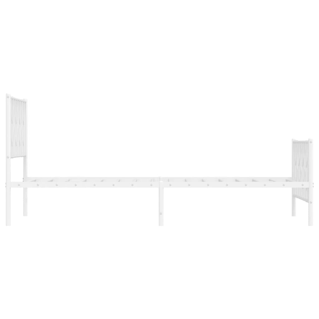 Metal Bed Frame without Mattress with Footboard White 107x203cm