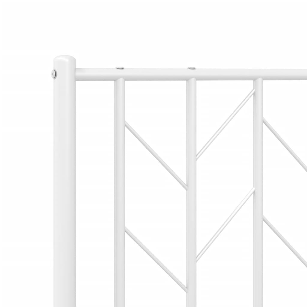 Metal Bed Frame without Mattress with Footboard White 107x203cm