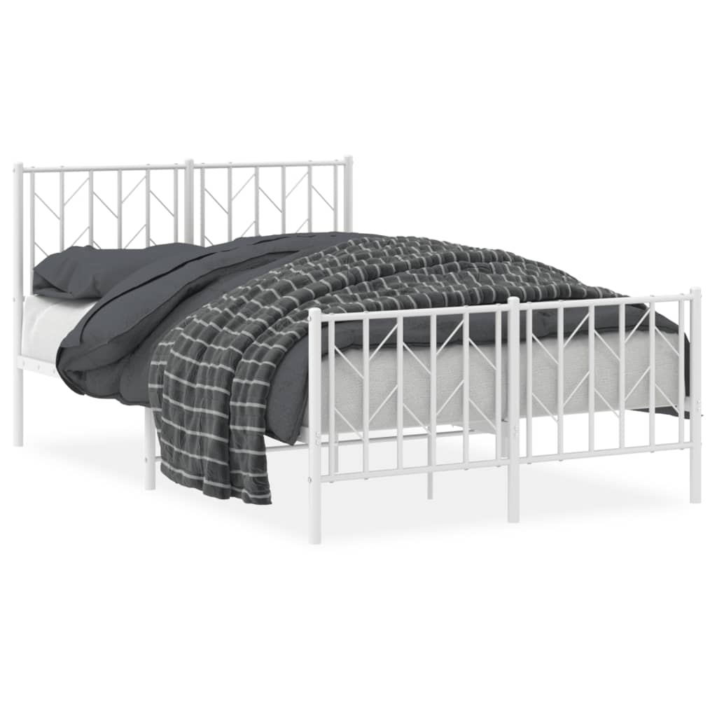 Metal Bed Frame without Mattress with Footboard White 120x200cm
