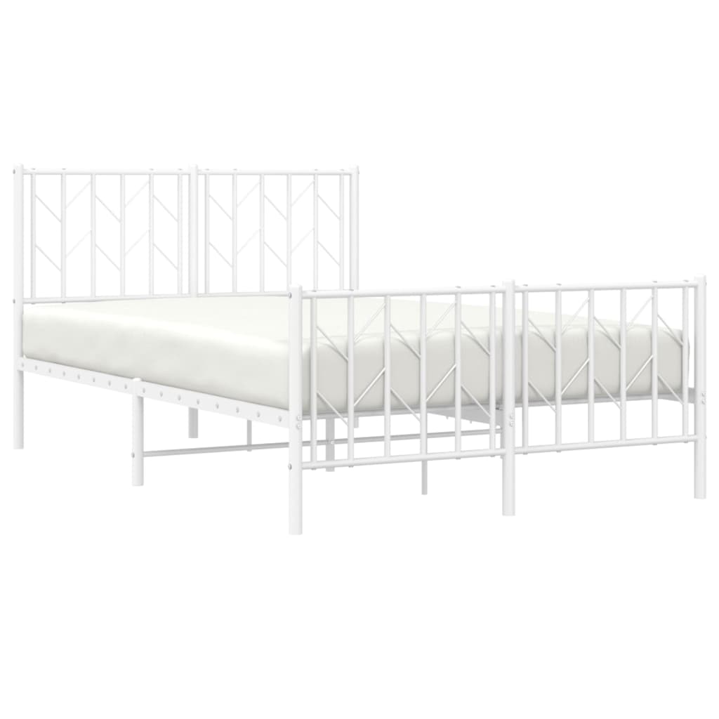 Metal Bed Frame without Mattress with Footboard White 120x200cm