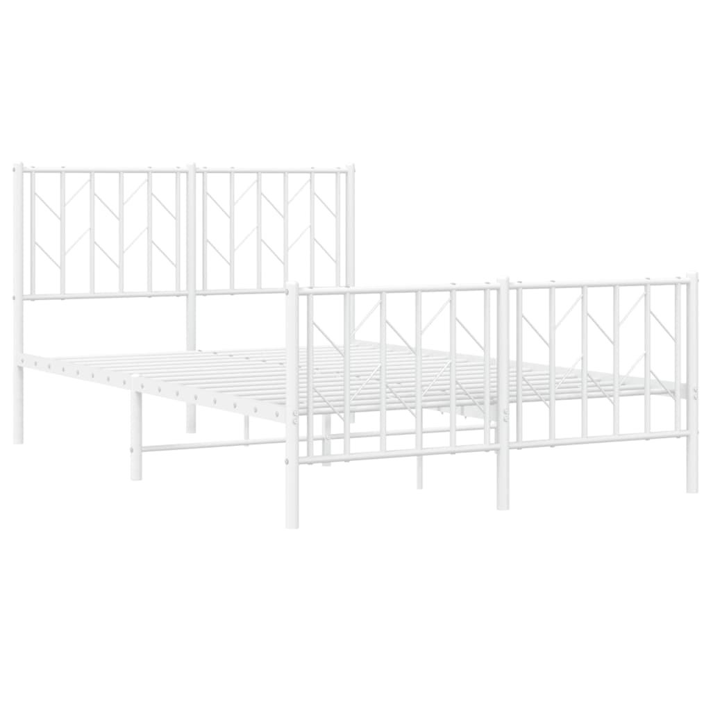 Metal Bed Frame without Mattress with Footboard White 120x200cm