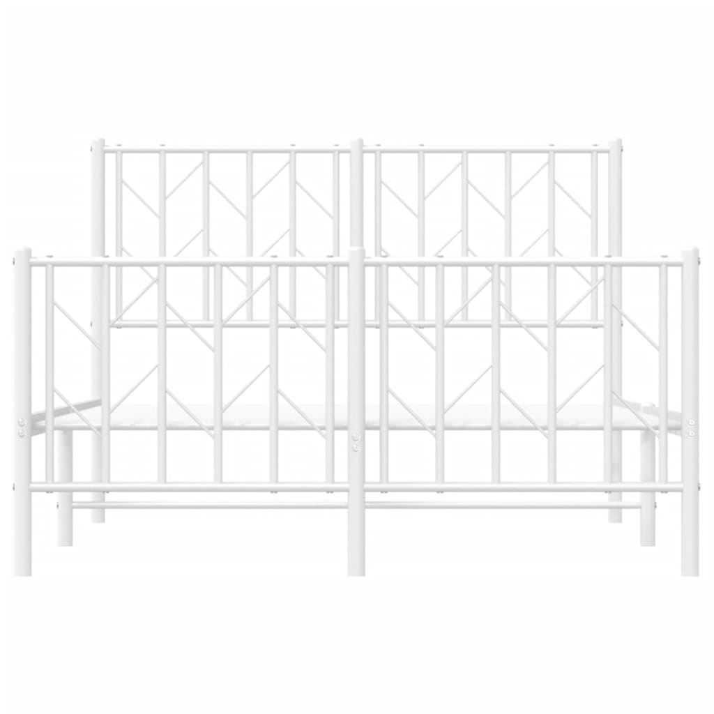 Metal Bed Frame without Mattress with Footboard White 120x200cm