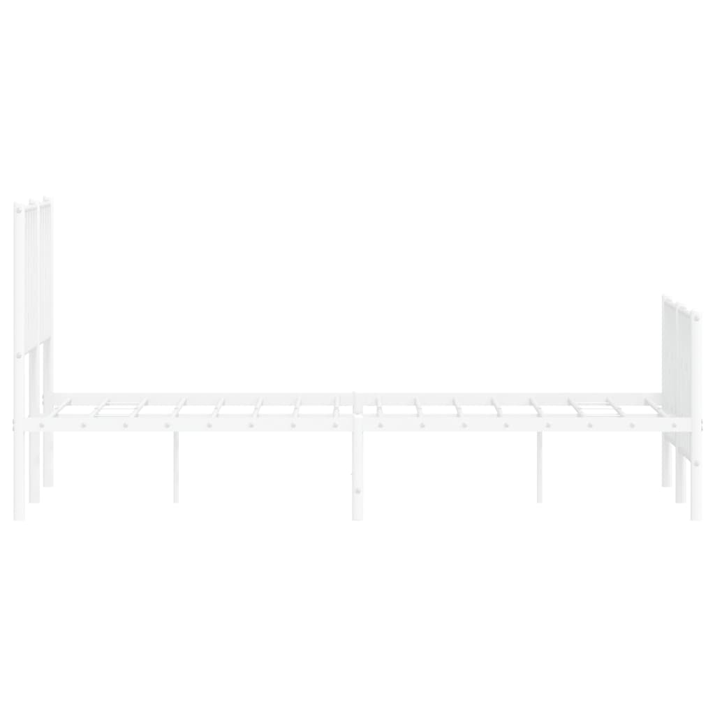 Metal Bed Frame without Mattress with Footboard White 120x200cm