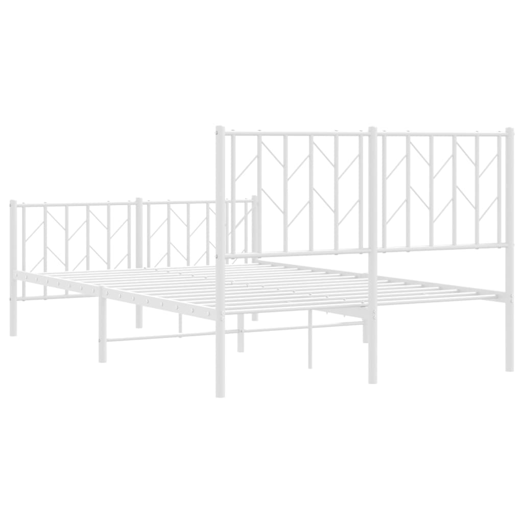 Metal Bed Frame without Mattress with Footboard White 120x200cm