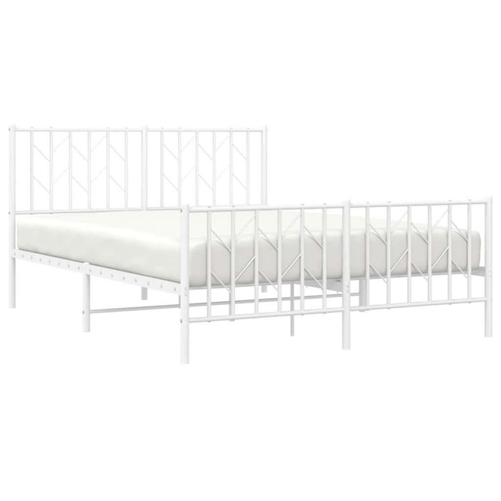 Metal Bed Frame without Mattress with Footboard White 140x200cm