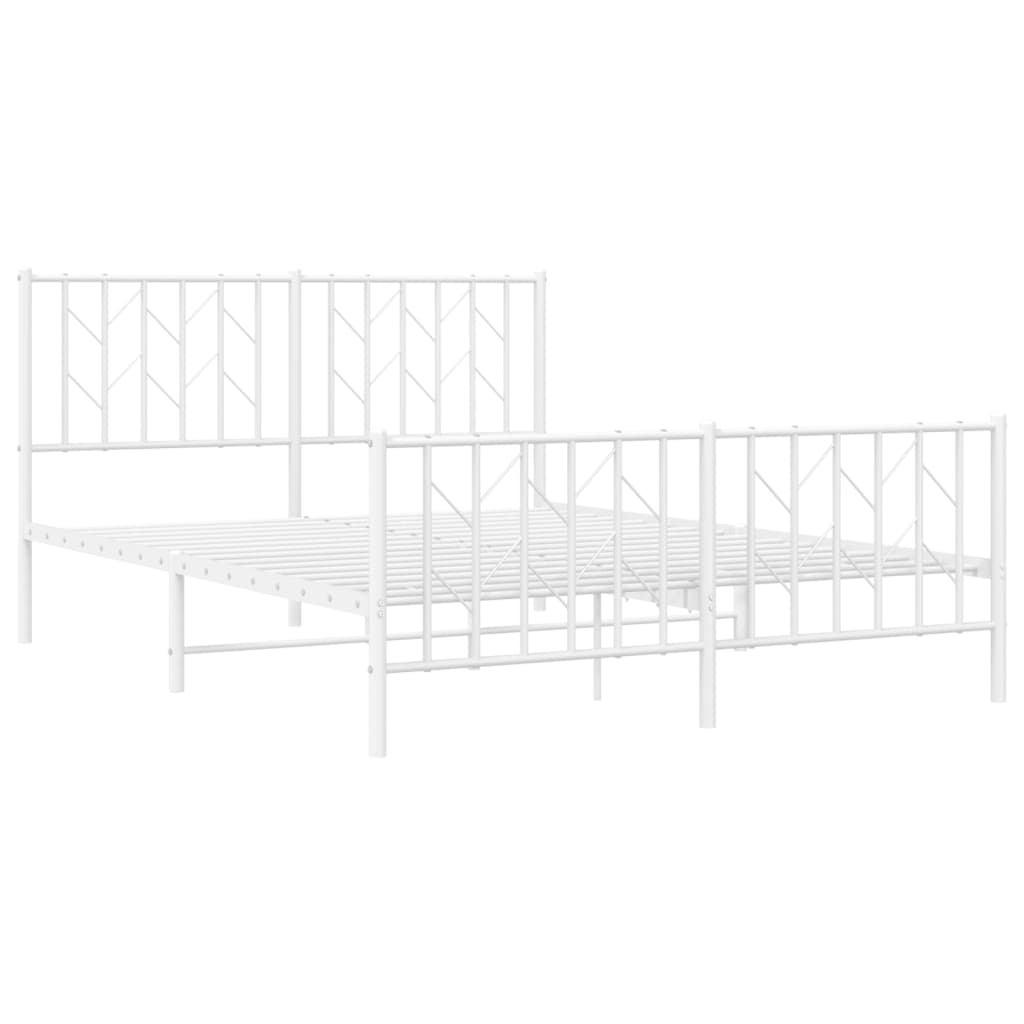 Metal Bed Frame without Mattress with Footboard White 140x200cm