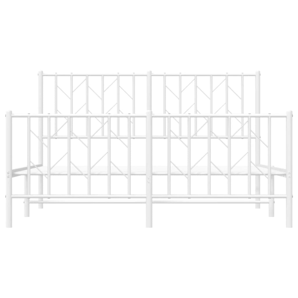 Metal Bed Frame without Mattress with Footboard White 140x200cm